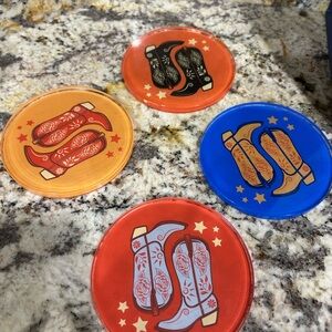 Colorful Cowboy Boot Coasters Set